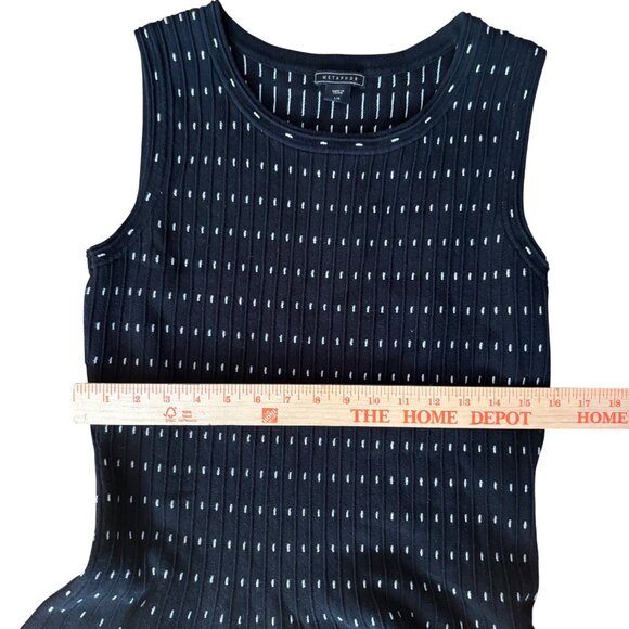 Metaphor Black Sleeveless Knit Dress Stretch Fit Flare Size Large White Eco - Picture 3 of 8